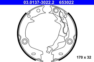 Brake Shoe Set, parking brake ATE 03.0137-3022.2
