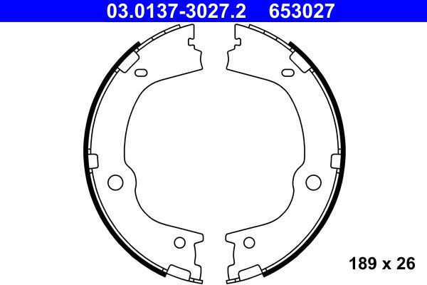 ATE 03.0137-3027.2 Brake Shoe Set, parking brake