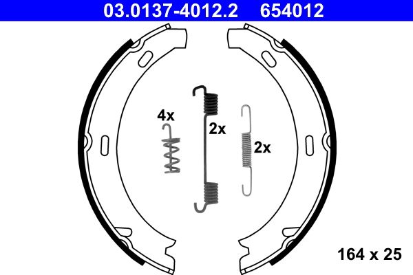 ATE 03.0137-4012.2 Brake Shoe Set, parking brake