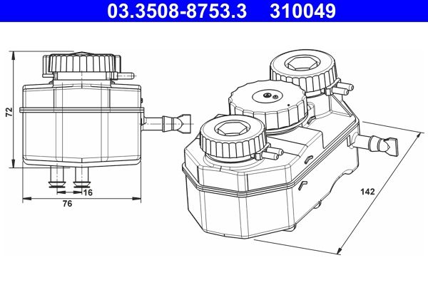 ATE 03.3508-8753.3 Fluid Reservoir, brake fluid