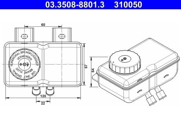 ATE 03.3508-8801.3 Fluid Reservoir, brake fluid