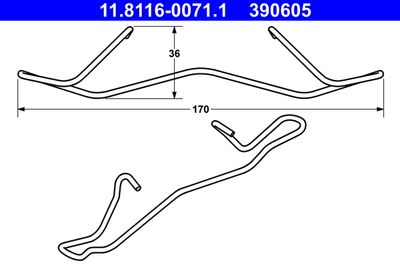 Spring, brake caliper ATE 11.8116-0071.1