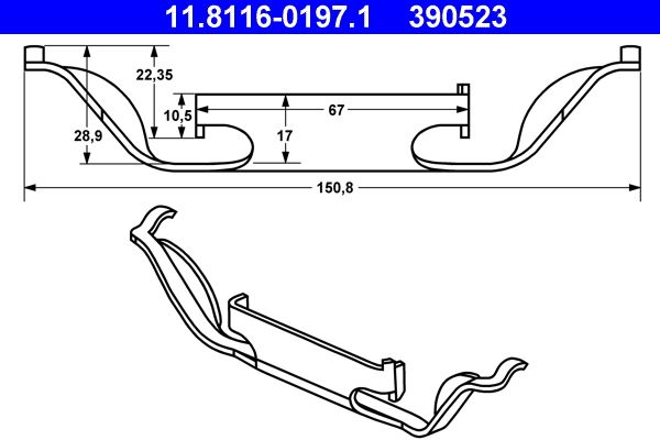 ATE 11.8116-0197.1 Spring, brake caliper