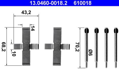 Accessory Kit, disc brake pad ATE 13.0460-0018.2