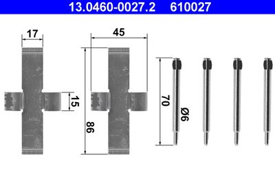Accessory Kit, disc brake pad ATE 13.0460-0027.2