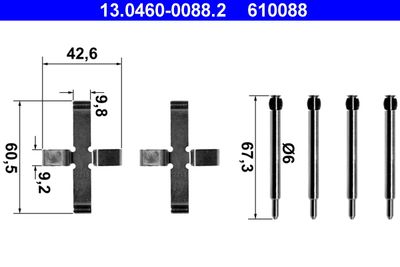 Accessory Kit, disc brake pad ATE 13.0460-0088.2