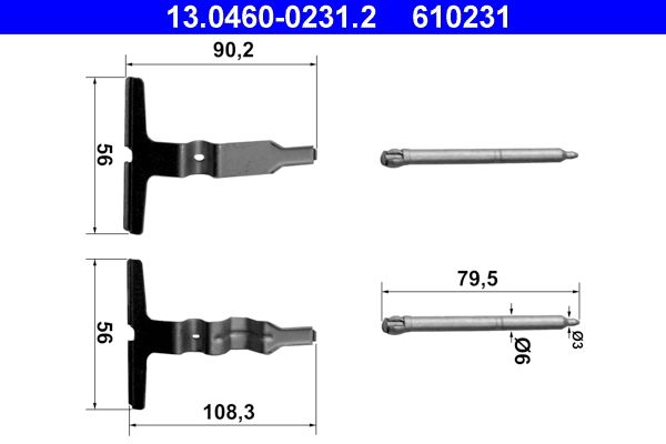 ATE 13.0460-0231.2 Accessory Kit, disc brake pad