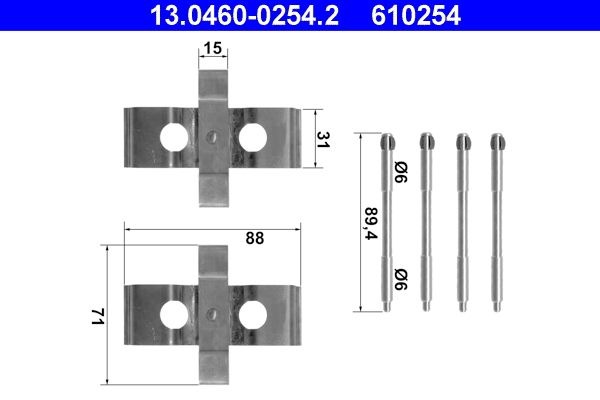 ATE 13.0460-0254.2 Accessory Kit, disc brake pad