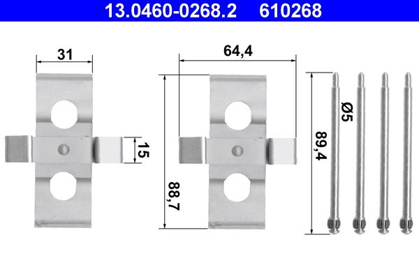 ATE 13.0460-0268.2 Accessory Kit, disc brake pad