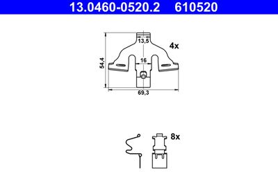 Accessory Kit, disc brake pad ATE 13.0460-0520.2