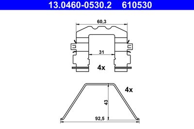 Accessory Kit, disc brake pad ATE 13.0460-0530.2