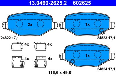 Brake Pad Set, disc brake ATE 13.0460-2625.2