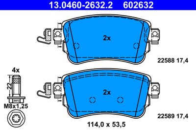 Brake Pad Set, disc brake ATE 13.0460-2632.2