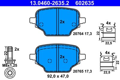 Brake Pad Set, disc brake ATE 13.0460-2635.2