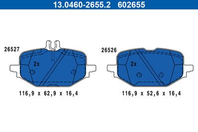 Brake Pad Set, disc brake ATE 13.0460-2655.2