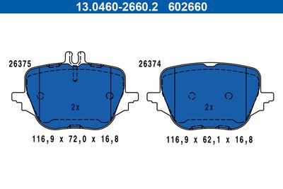 Brake Pad Set, disc brake ATE 13.0460-2660.2