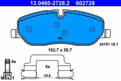 Brake Pad Set, disc brake ATE 13.0460-2728.2