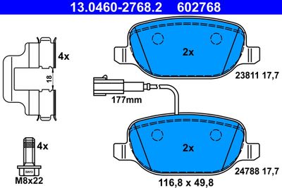 Brake Pad Set, disc brake ATE 13.0460-2768.2