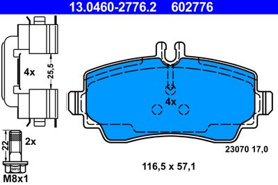 Brake Pad Set, disc brake ATE 13.0460-2776.2