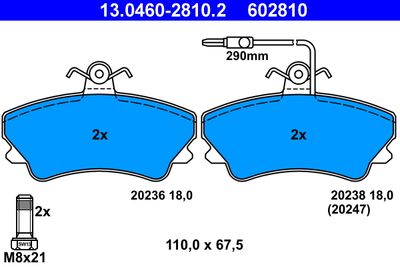 Brake Pad Set, disc brake ATE 13.0460-2810.2