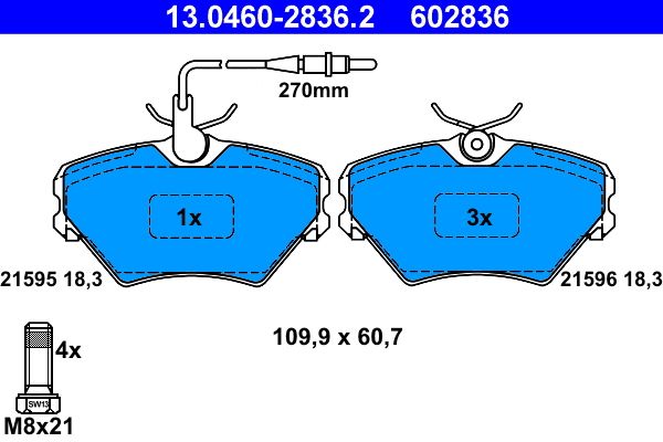 ATE 13.0460-2836.2 Brake Pad Set, disc brake