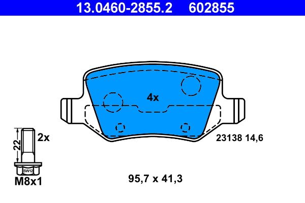 ATE 13.0460-2855.2 Brake Pad Set, disc brake