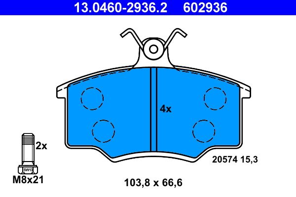 ATE 13.0460-2936.2 Brake Pad Set, disc brake