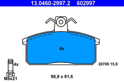 Brake Pad Set, disc brake ATE 13.0460-2997.2