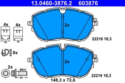 Brake Pad Set, disc brake ATE 13.0460-3876.2