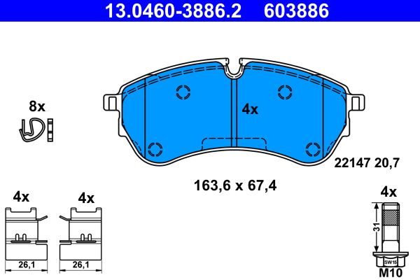 ATE 13.0460-3886.2 Brake Pad Set, disc brake