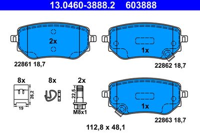 Brake Pad Set, disc brake ATE 13.0460-3888.2
