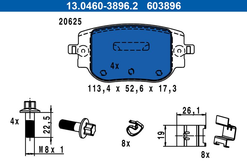 ATE 13.0460-3896.2 Brake Pad Set, disc brake