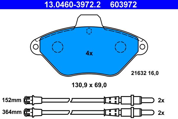 ATE 13.0460-3972.2 Brake Pad Set, disc brake