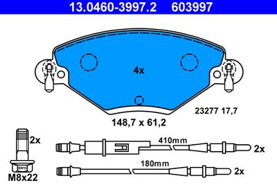 Brake Pad Set, disc brake ATE 13.0460-3997.2