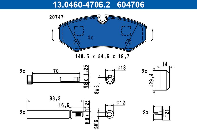 ATE 13.0460-4706.2 Brake Pad Set, disc brake