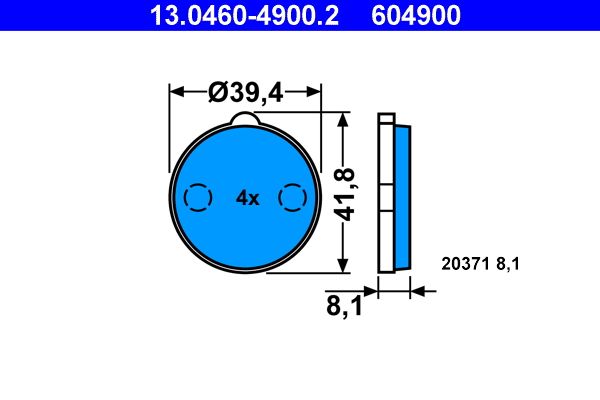 ATE 13.0460-4900.2 Brake Pad Set, disc brake
