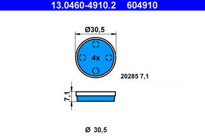 Brake Pad Set, disc brake ATE 13.0460-4910.2