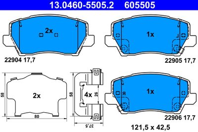 Brake Pad Set, disc brake ATE 13.0460-5505.2
