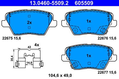 Brake Pad Set, disc brake ATE 13.0460-5509.2