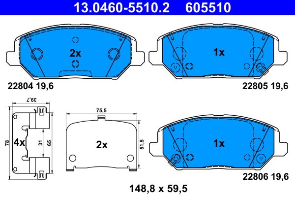 ATE 13.0460-5510.2 Brake Pad Set, disc brake