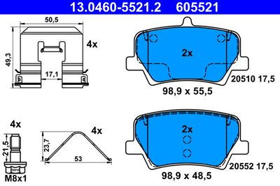 Brake Pad Set, disc brake ATE 13.0460-5521.2