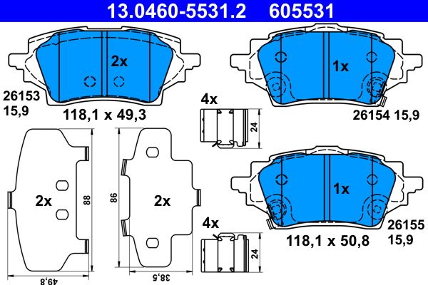 ATE 13.0460-5531.2 Brake Pad Set, disc brake