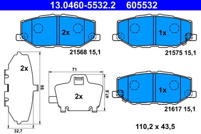 Brake Pad Set, disc brake ATE 13.0460-5532.2