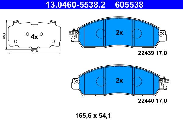 ATE 13.0460-5538.2 Brake Pad Set, disc brake
