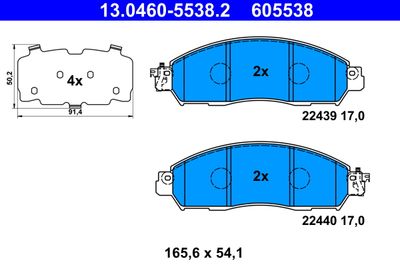 Brake Pad Set, disc brake ATE 13.0460-5538.2
