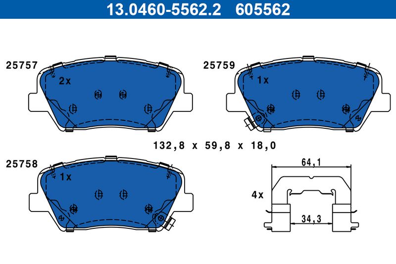 ATE 13.0460-5562.2 Brake Pad Set, disc brake