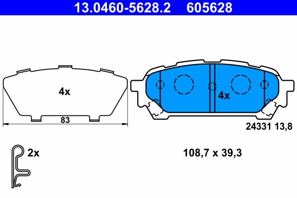 ATE 13.0460-5628.2 Brake Pad Set, disc brake
