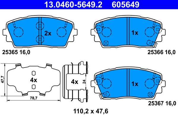ATE 13.0460-5649.2 Brake Pad Set, disc brake