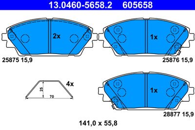 Brake Pad Set, disc brake ATE 13.0460-5658.2