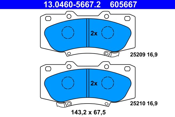 ATE 13.0460-5667.2 Brake Pad Set, disc brake